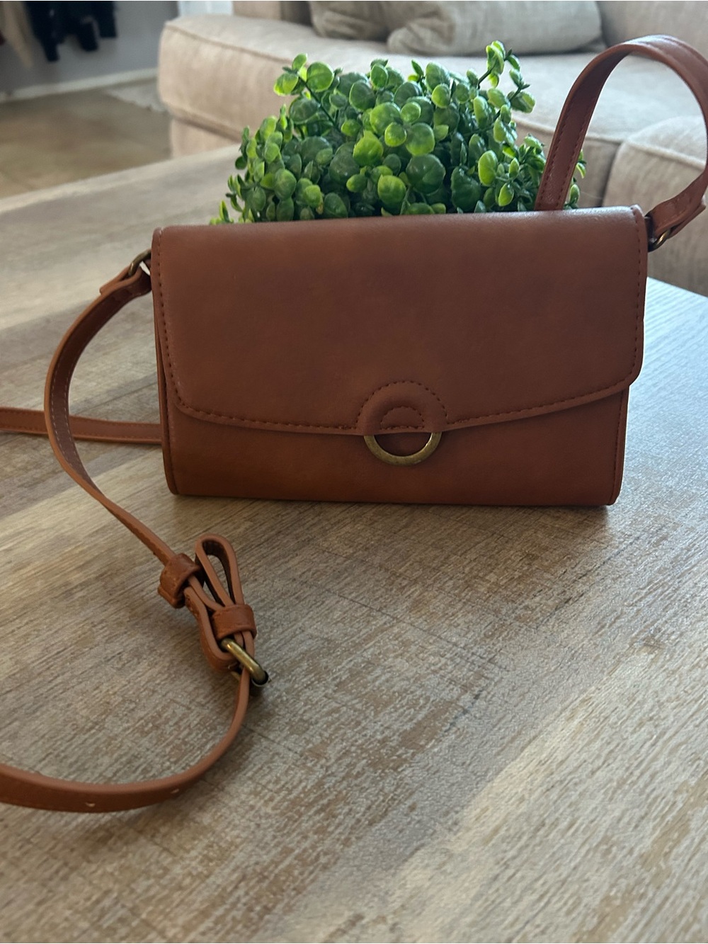 Classic Brown Crossbody Bag - Minimal Leather Shoulder Purse
